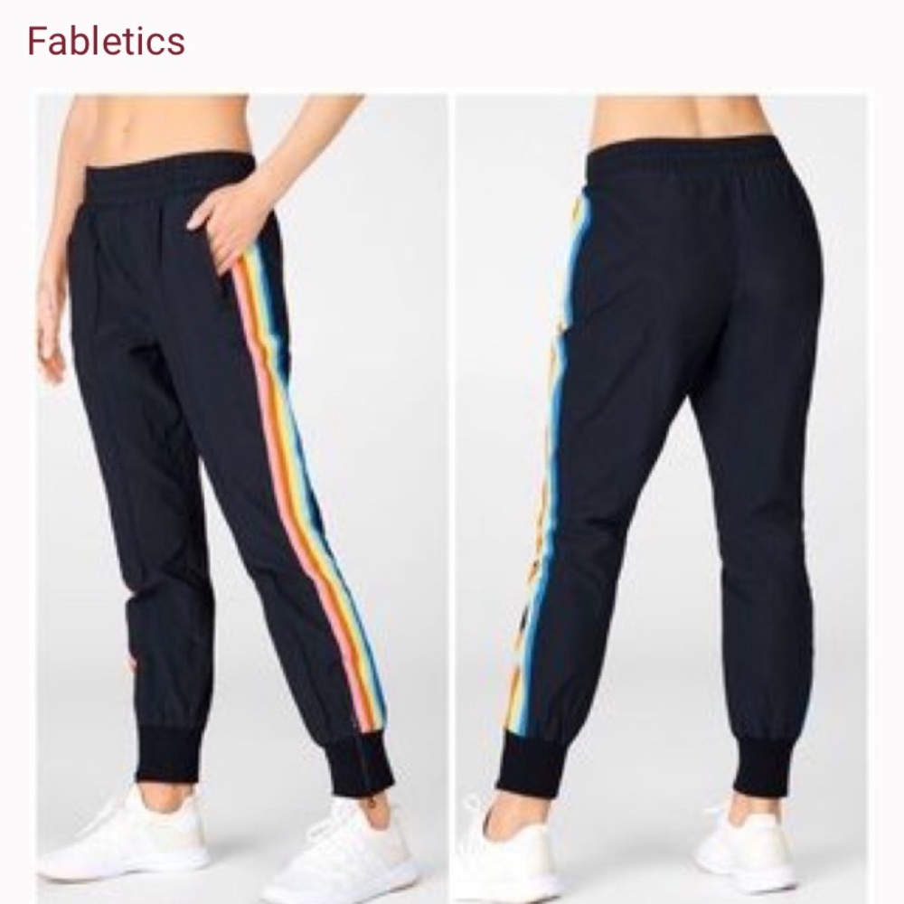 Fabletics neon rainbow joggers
